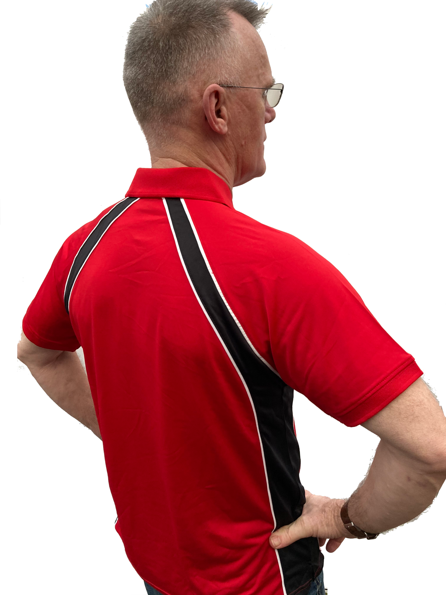 Performance Sports polo shirt - red with black and white, quality embroidered logo