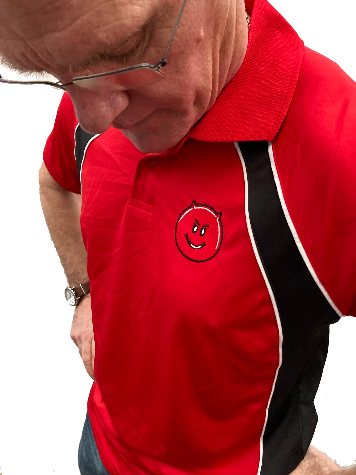 Performance Sports polo shirt - red with black and white, quality embroidered logo